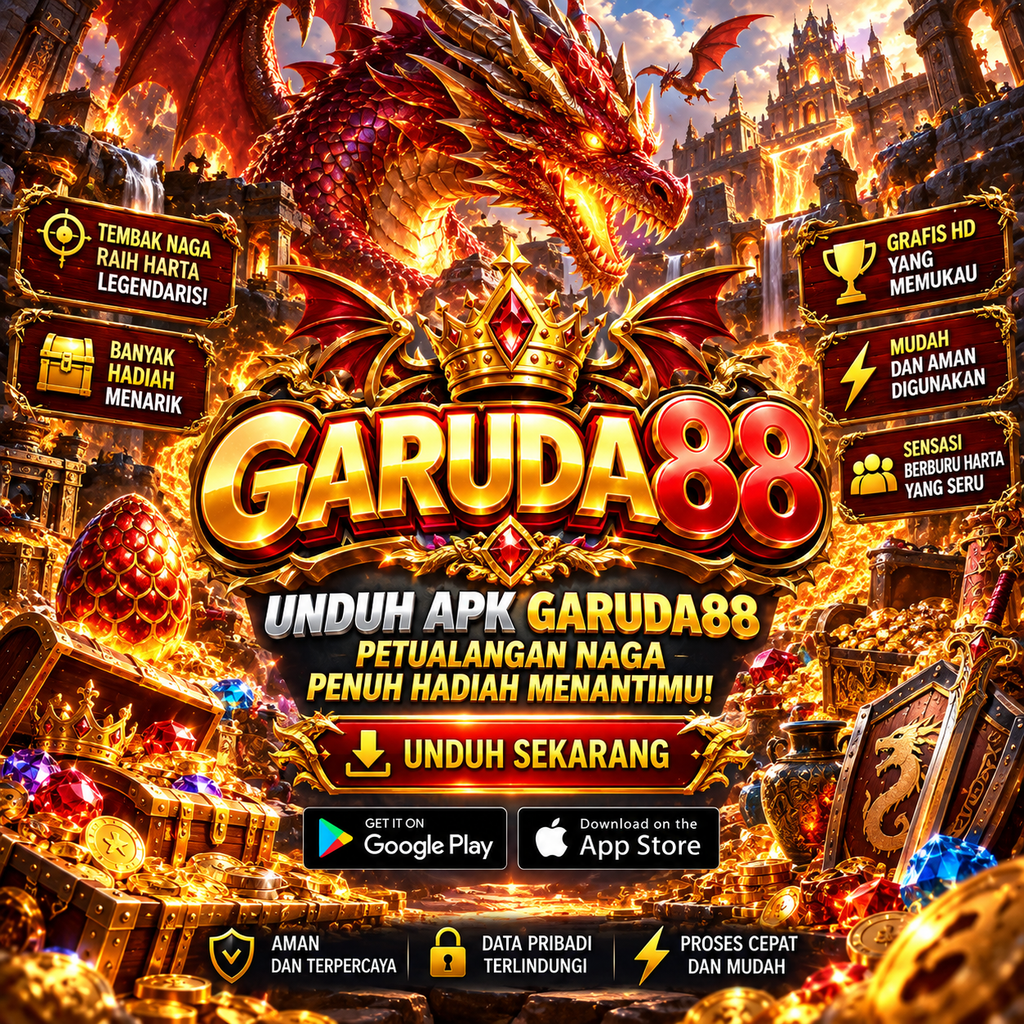 GARUDA88 APK dengan tema naga api dan harta karun legendaris
